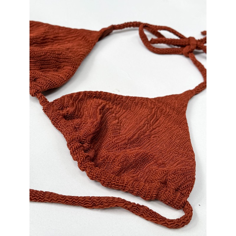 Wolfly damski strój kąpielowy góra bikini wiązana terracotta rudy - 4
