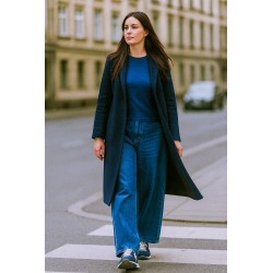 Wolfly damska koszulka z długim rękawem z wełny merino niebieski denim - 3