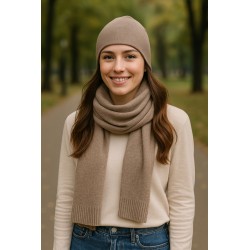 Wolfly damska czapka na jesień bezszwowa cienka z wełny merino mocha mouse - 2