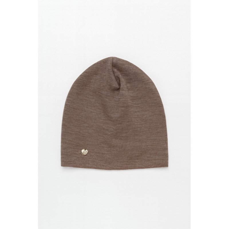 Wolfly damska czapka na jesień bezszwowa cienka z wełny merino mocha mouse - 3