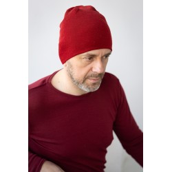 Wolfly meska czapka z wełny merino bezszwowa cienka niebieski denim - 2
