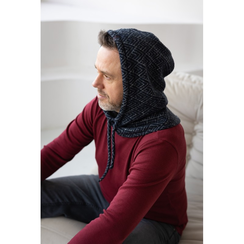 Wolfly meska czapka kaptur balaclava z wełny merino granatowa - 3