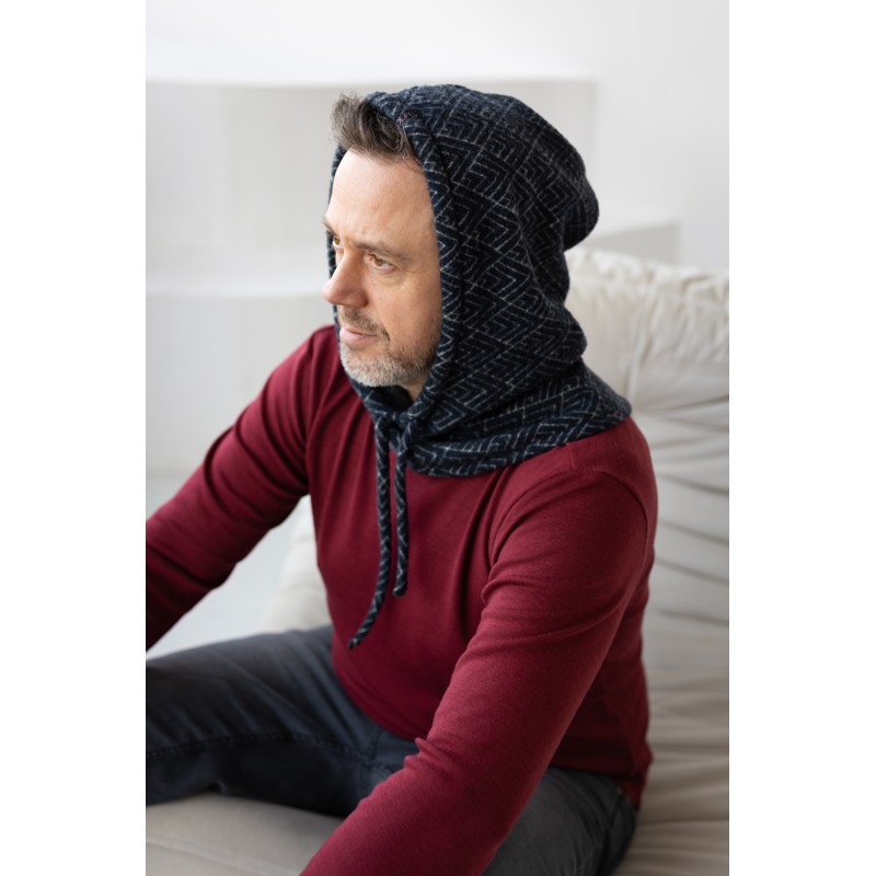 Wolfly meska czapka kaptur balaclava z wełny merino granatowa - 4