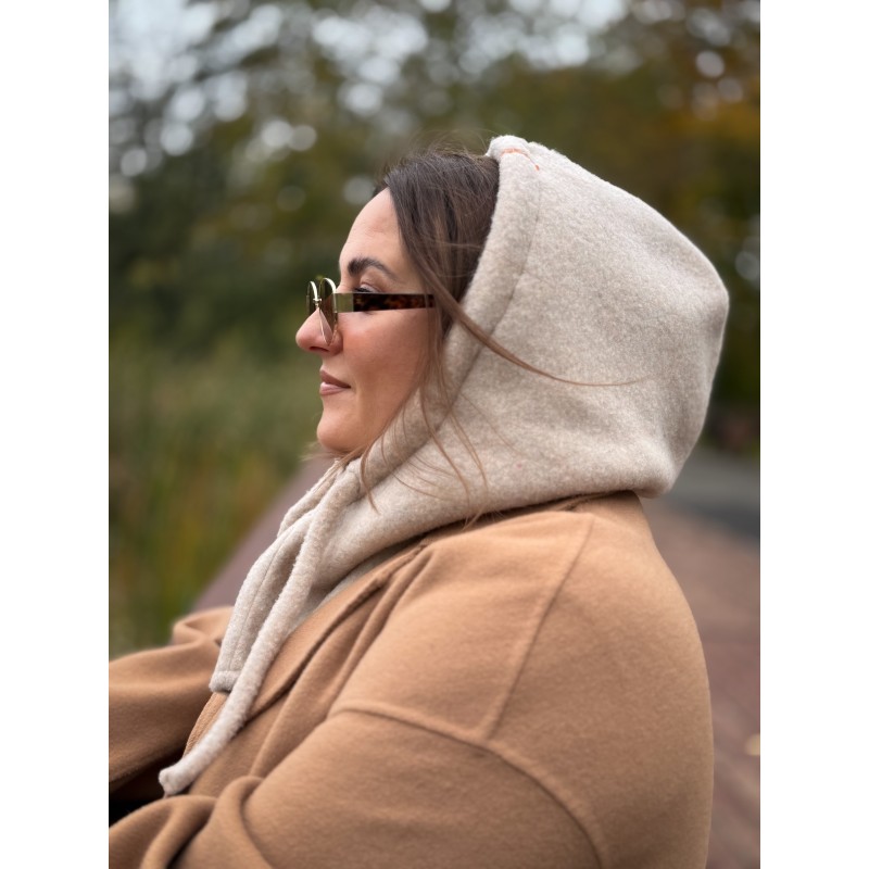 Wolfly Damski Kaptur balaclava z wełny merino jasny beż - 5