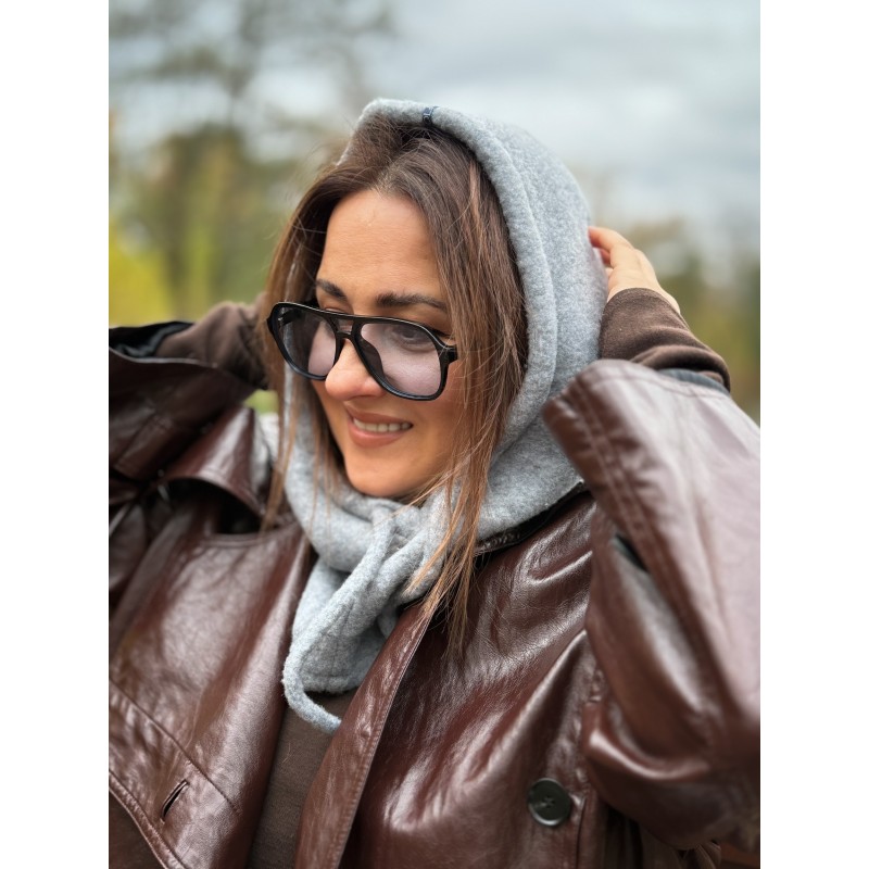 Wolfly damski kaptur balaclava z wełny merino jasny szary - 6