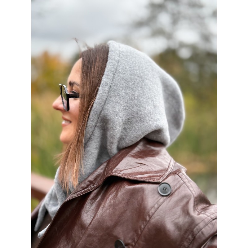 Wolfly damski kaptur balaclava z wełny merino jasny szary - 7