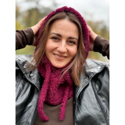 Wolfly damski kaptur balaclava bucle z wełny merino bordowa - 7