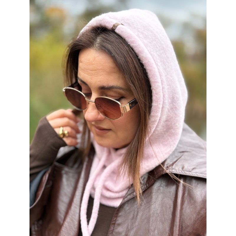 Wolfly damski kaptur balaclava z wełny merino różowy - 4