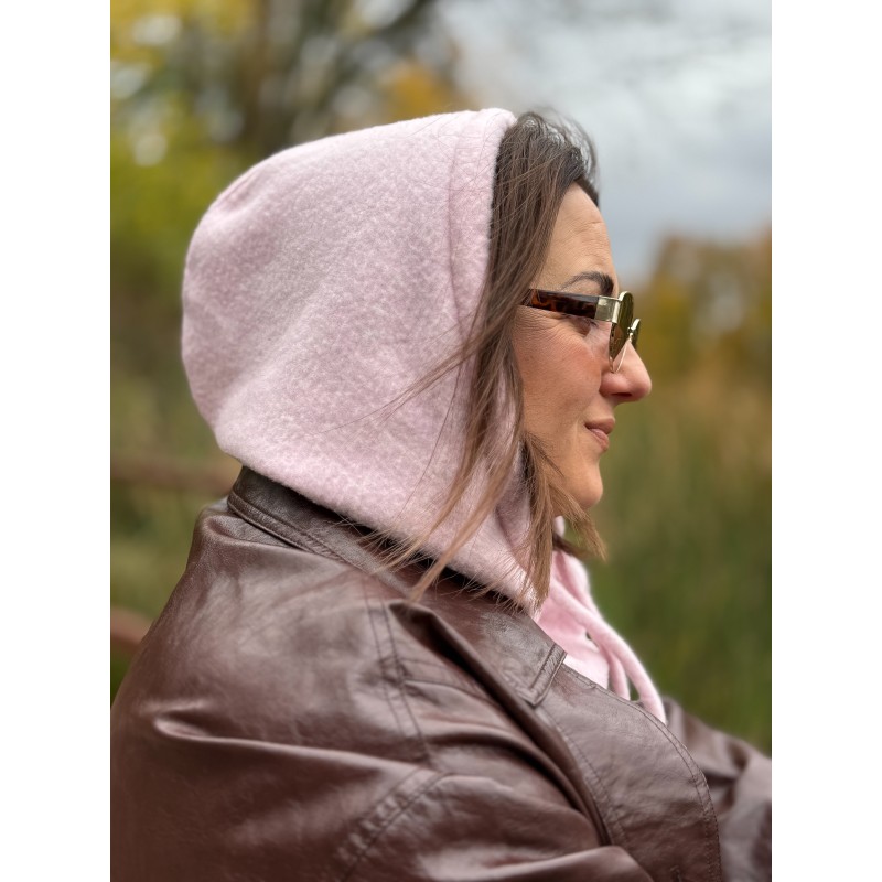 Wolfly damski kaptur balaclava z wełny merino różowy - 5