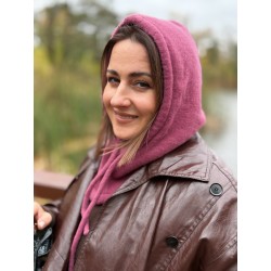 Wolfly damski kaptur balaclava z wełny merino jagodowy - 5