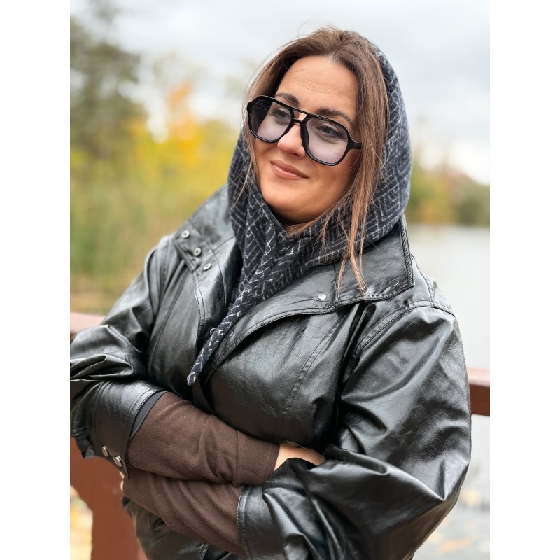 Wolfly damski kaptur komin balaclava z wełny merino granat - 2