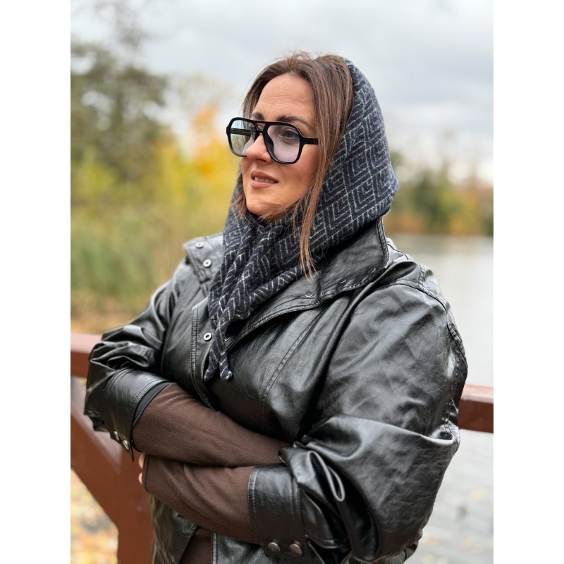 Wolfly damski kaptur komin balaclava z wełny merino granat - 3