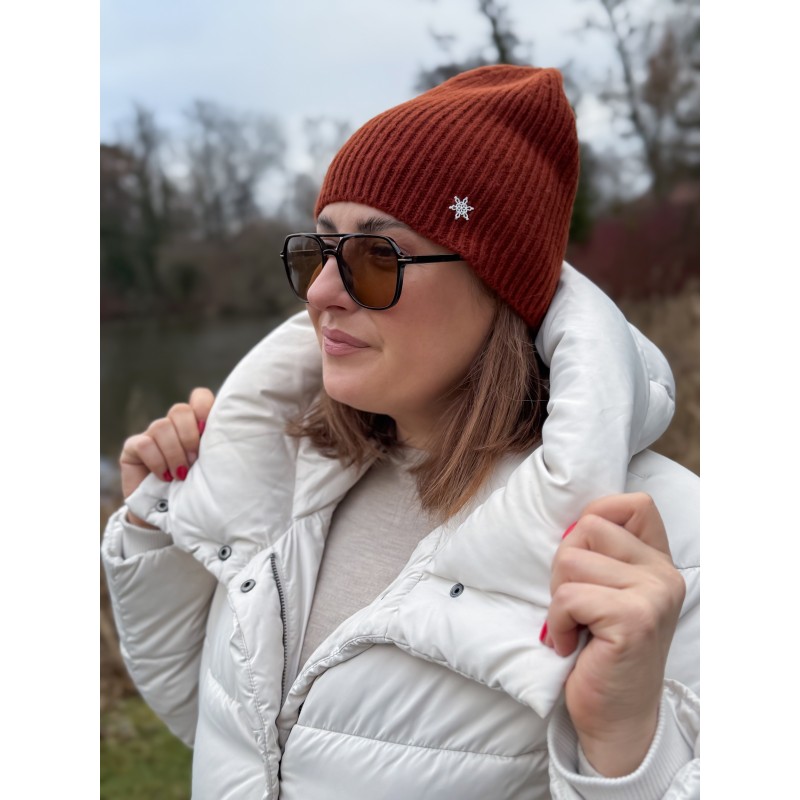 Wolfly damska czapka z wełny merino brąz rdzawy - 3
