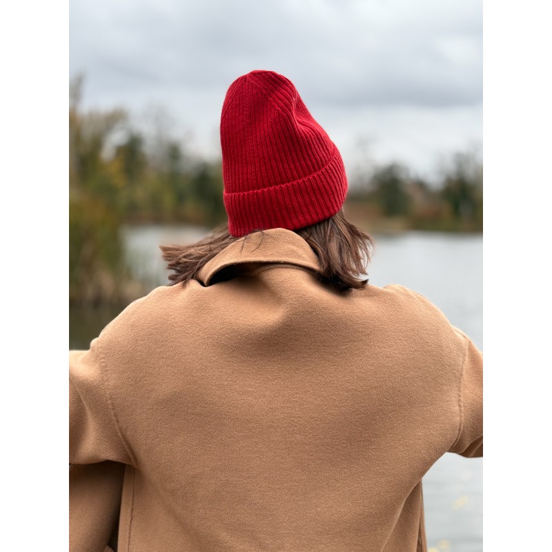 Wolfly damska czapka wełny merino czerwona - 2