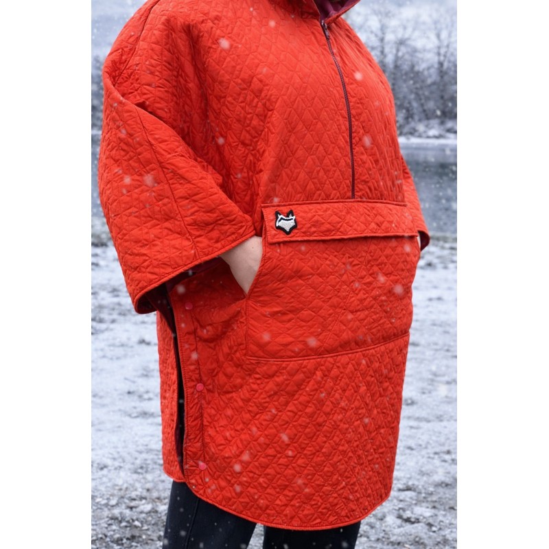 Wolfly damskie poncho do morsowanie bluza z kapturem regulowane przeciwdeszczowe pomarańczowe - 2