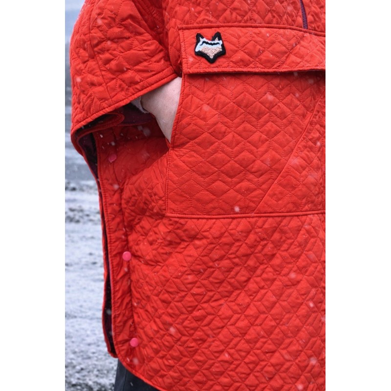 Wolfly damskie poncho do morsowanie bluza z kapturem regulowane przeciwdeszczowe pomarańczowe - 3