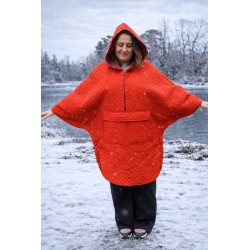 Wolfly damskie poncho do morsowanie bluza z kapturem regulowane przeciwdeszczowe pomarańczowe - 6