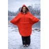Wolfly damskie poncho do morsowanie bluza z kapturem regulowane przeciwdeszczowe pomarańczowe - 6