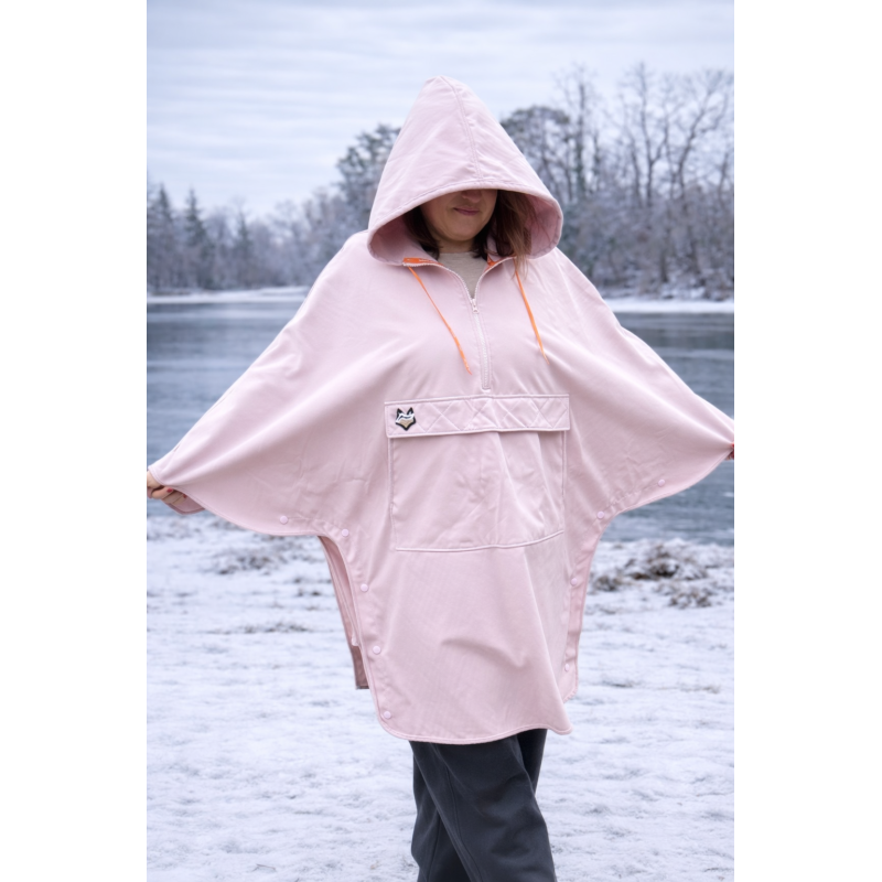 Wolfly damskie poncho do morsowanie bluza z kapturem regulowane przeciwdeszczowe jasny róż - 3