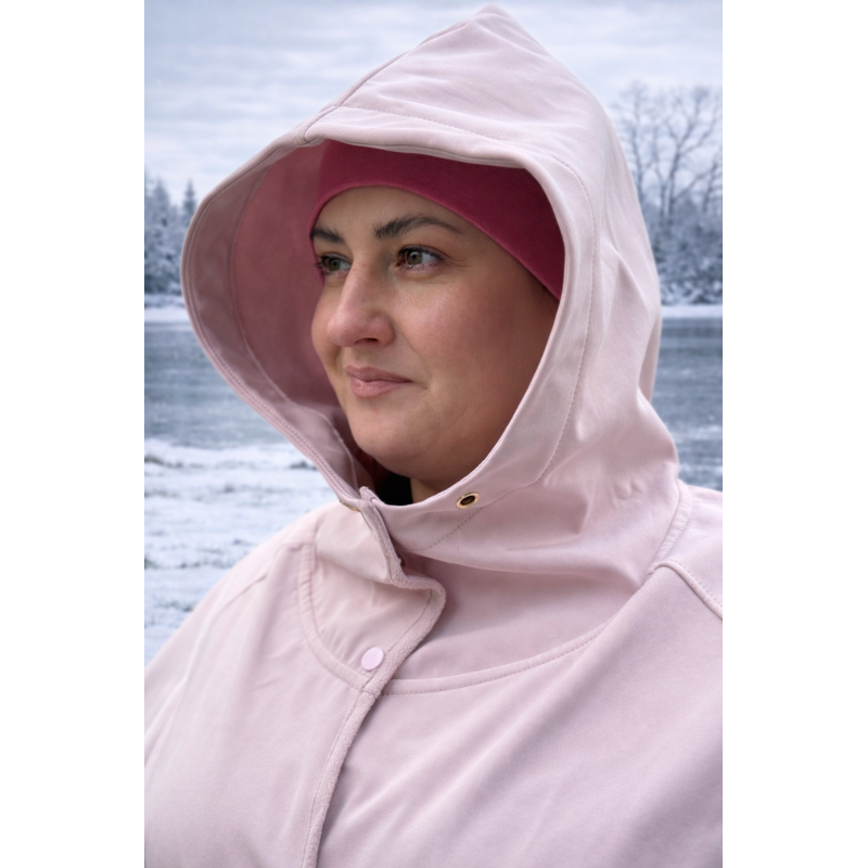Wolfly damskie poncho do morsowanie bluza z kapturem regulowane przeciwdeszczowe jasny róż - 4