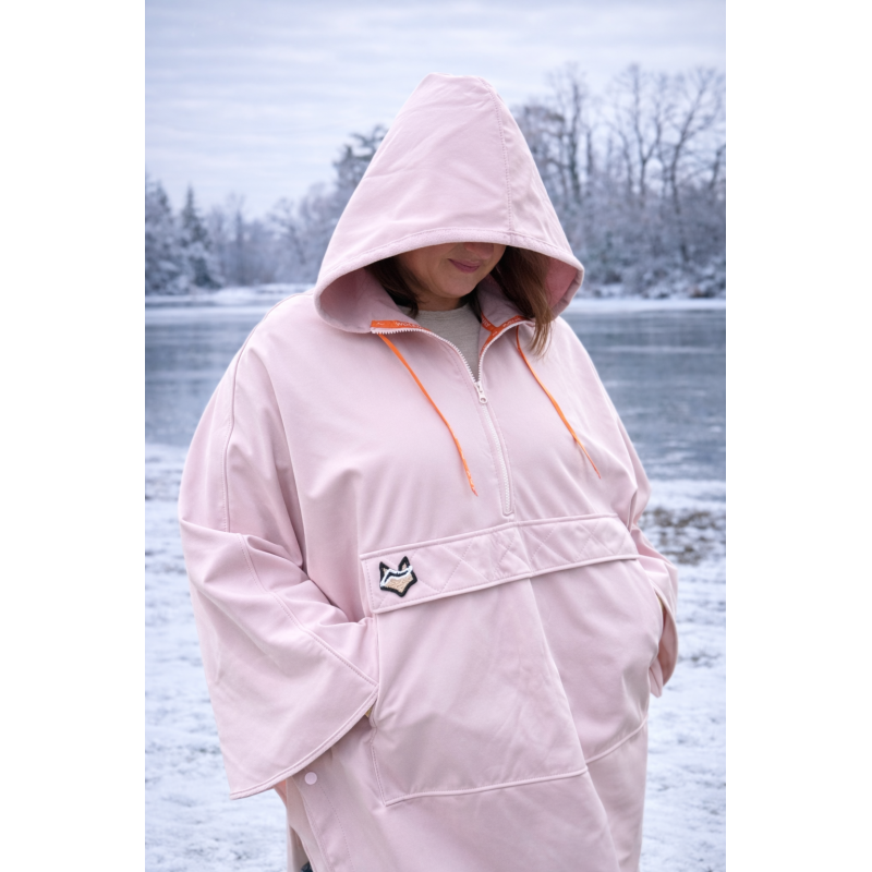 Wolfly damskie poncho do morsowanie bluza z kapturem regulowane przeciwdeszczowe jasny róż - 5