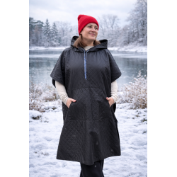 Wolfly damskie poncho do morsowania ochronne przeciwdeszczowe czarne pikowane - 1