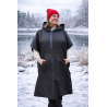 Wolfly damskie poncho do morsowania ochronne przeciwdeszczowe czarne pikowane - 1