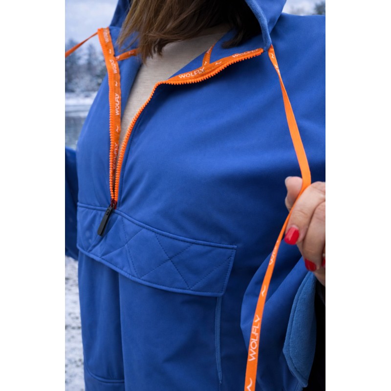 Wolfly damskie poncho do morsowania bluza z kapturem na napy przeciwdeszczowe niebieskie - 3