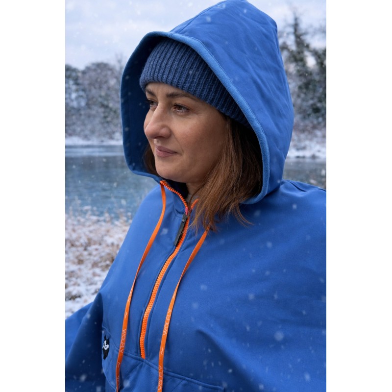 Wolfly damskie poncho do morsowania bluza z kapturem na napy przeciwdeszczowe niebieskie - 4