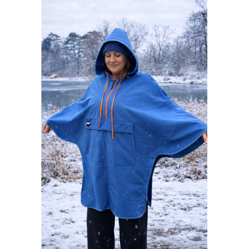 Wolfly damskie poncho do morsowania bluza z kapturem na napy przeciwdeszczowe niebieskie - 6