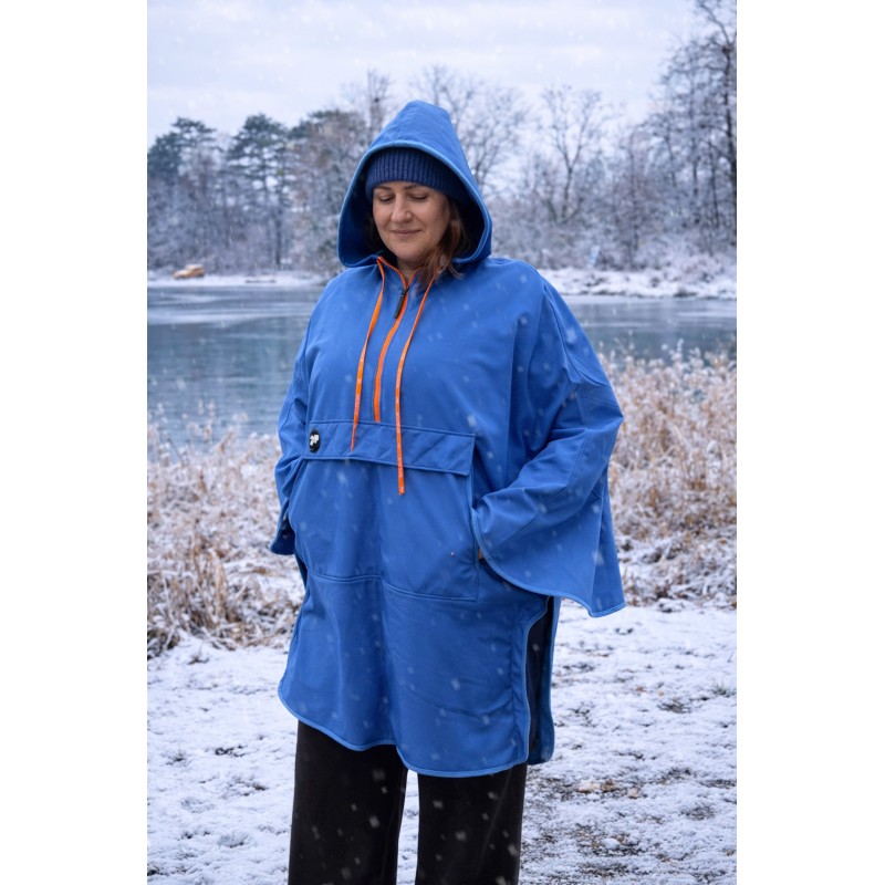 Wolfly damskie poncho do morsowania bluza z kapturem na napy przeciwdeszczowe niebieskie - 6