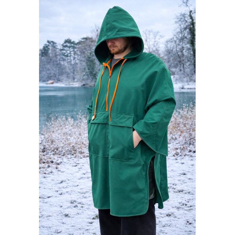 Wolfly męskie poncho do morsowania bluza dla morsa z kapturem przeciwdeszczowa zielona - 2