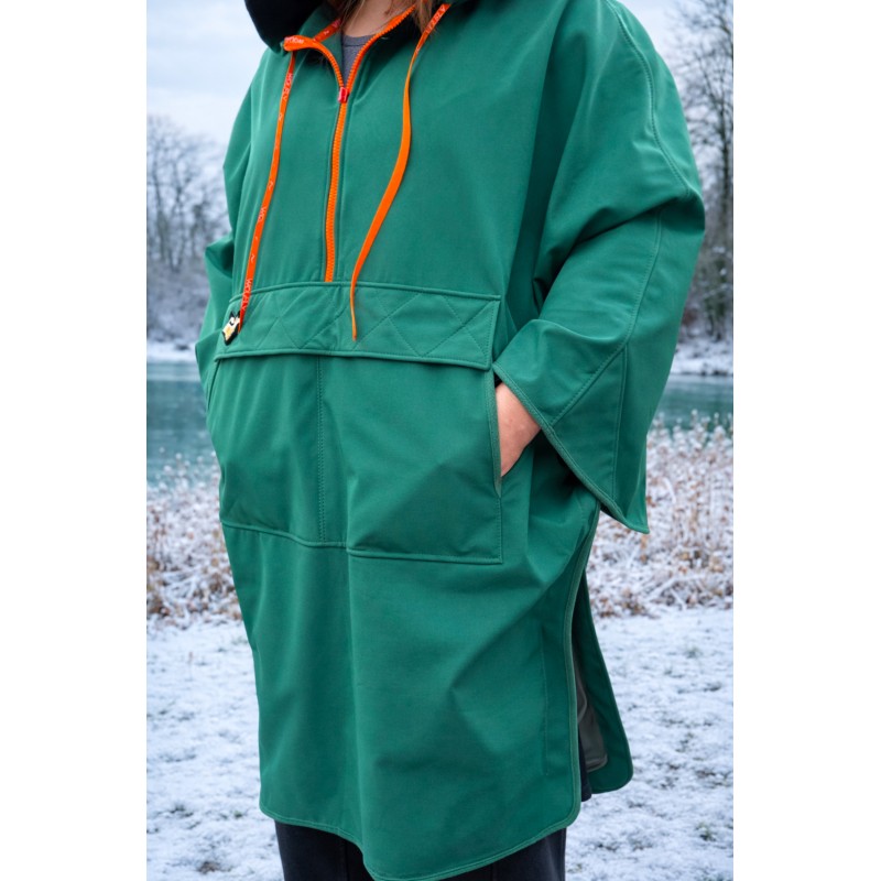 Wolfly męskie poncho do morsowania bluza dla morsa z kapturem przeciwdeszczowa zielona - 3