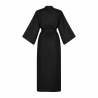 Wolfly damskie kimono długie plażowe lniane z lnu wiązane czarny - 2