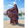 Wolfly długie damskie kimono z wiskozy narzutka plażowa oversize wzorzysty niebiesko-brązowy - 4
