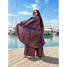 Wolfly długie damskie kimono z wiskozy narzutka plażowa oversize wzorzysty niebiesko-brązowy - 4