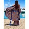 Wolfly długie damskie kimono z wiskozy narzutka plażowa oversize wzorzysty niebiesko-brązowy - 6