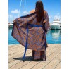 Wolfly długie damskie kimono z wiskozy narzutka plażowa oversize wzorzysty niebiesko-brązowy - 6