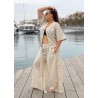 Wolfly damskie krótkie kimono z lnu szlafrok lniany naturalny