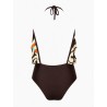 Wolfly limitowany strój kąpielowy bluzka plażowa luz blouse, bez fiszbin, body 2w1, połyskująca tkanina wielkolorowa wiskoza
