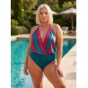 Wolfly limitowany strój kąpielowy bluzka plażowa luz blouse, bez fiszbin, body 2w1, połyskująca tkanina wielkolorowa wiskoza