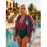 Wolfly limitowany strój kąpielowy bluzka plażowa luz blouse, bez fiszbin, body 2w1, połyskująca tkanina wielkolorowa wiskoza