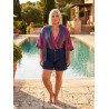 Wolfly limitowany strój kąpielowy bluzka plażowa luz blouse, bez fiszbin, body 2w1, połyskująca tkanina wielkolorowa wiskoza