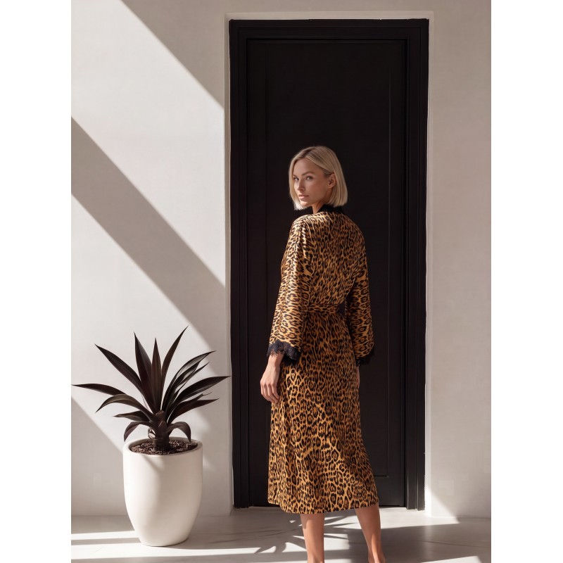 Jedwabne kimono damskie 100% jedwab – długie kimono premium Wolfly