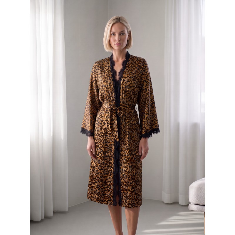 Jedwabne kimono damskie 100% jedwab – długie kimono premium Wolfly