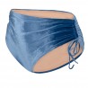 wolfly damski strój kąpielowy majtki z wysokim stanem z wiązaniami Welurowy niebieski - 4